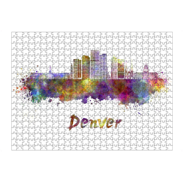 Puzzle Ravensburger "DENVER v2 skyline in watercolor-b" artboxONE - Städte,Abstrakt,Architektur