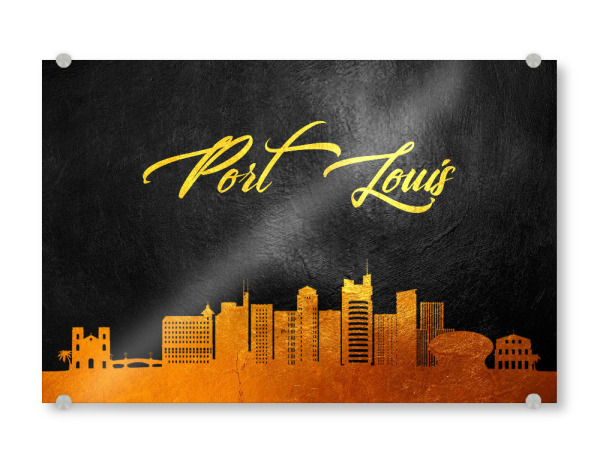 Acrylglasbild "Port Louis Mauritius Gold Skyline" artboxONE - Städte - Port louis,Mauritius,Gold,Skyline,City,Stadt
