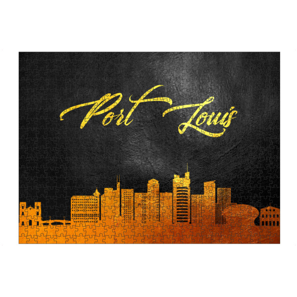 Puzzle Ravensburger "Port Louis Mauritius Gold Skyline" artboxONE - Städte - Port louis,Mauritius,Gold,Skyline,City,Stadt - Bild port louis
