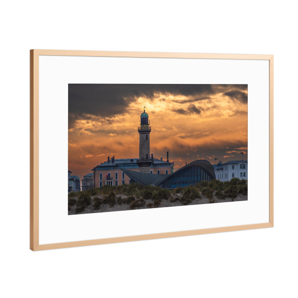 Poster mit Rahmen Kupfer "Düne, Teepott, Leuchtturm" artboxONE - Natur,Reise,Architektur