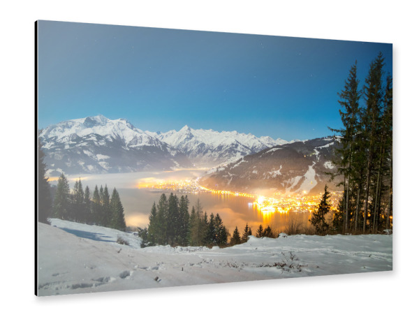 Alu-Dibond "Zell am See bei Nacht" 30x20 cm artboxONE