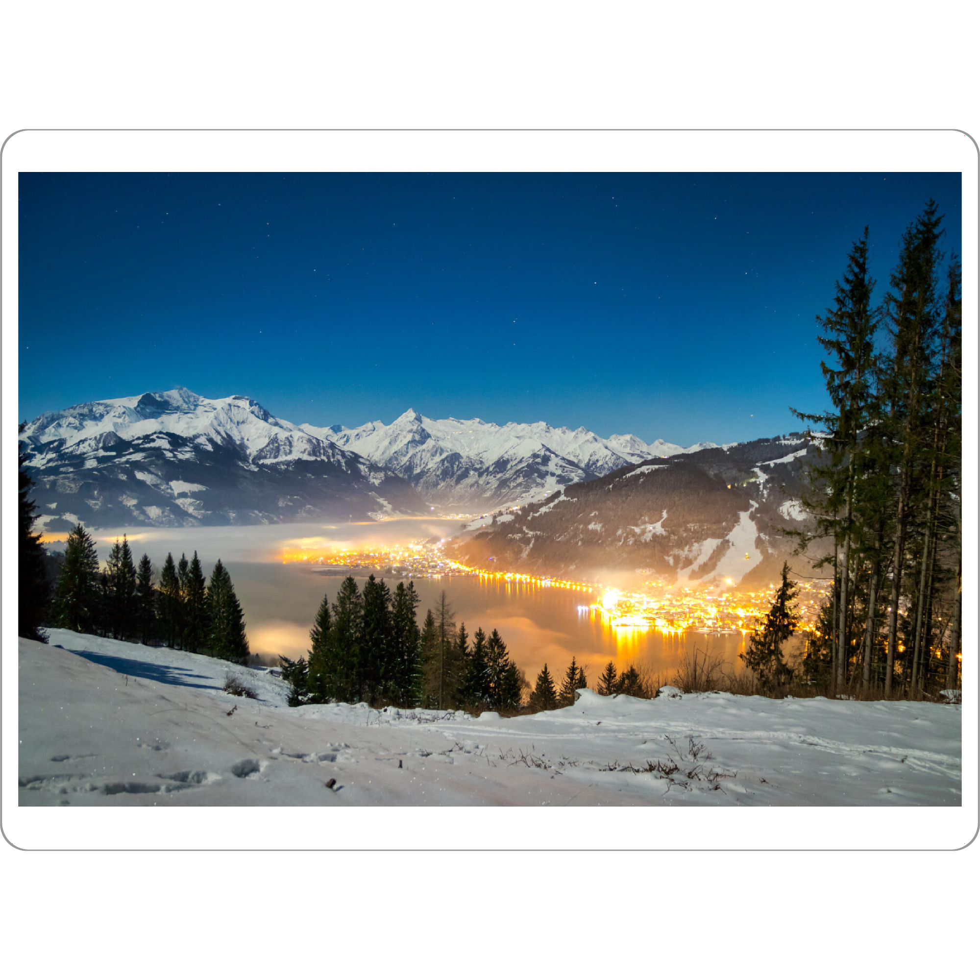 Tischset "Zell am See bei Nacht" artboxONE - Natur,Reise - Nacht,Winter,Stadt,Nebel,Landschaft,Landscape,Night,Fog - Bild nacht
