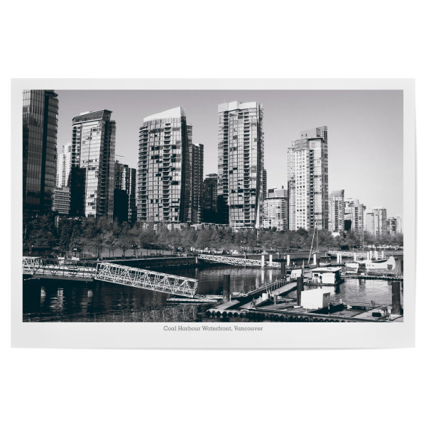 Poster "Coal Harbour Waterfront Vancouver" artboxONE - Reise,Schwarzweiß,Architektur,Reise / Länder,Städte / Weitere
