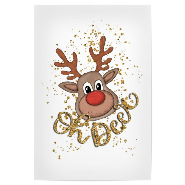 Poster 30x20 cm "Oh Deer Christmas Illustration" artboxONE - Für Kinder,Tiere,Weihnachten,Festivals,Lustig
