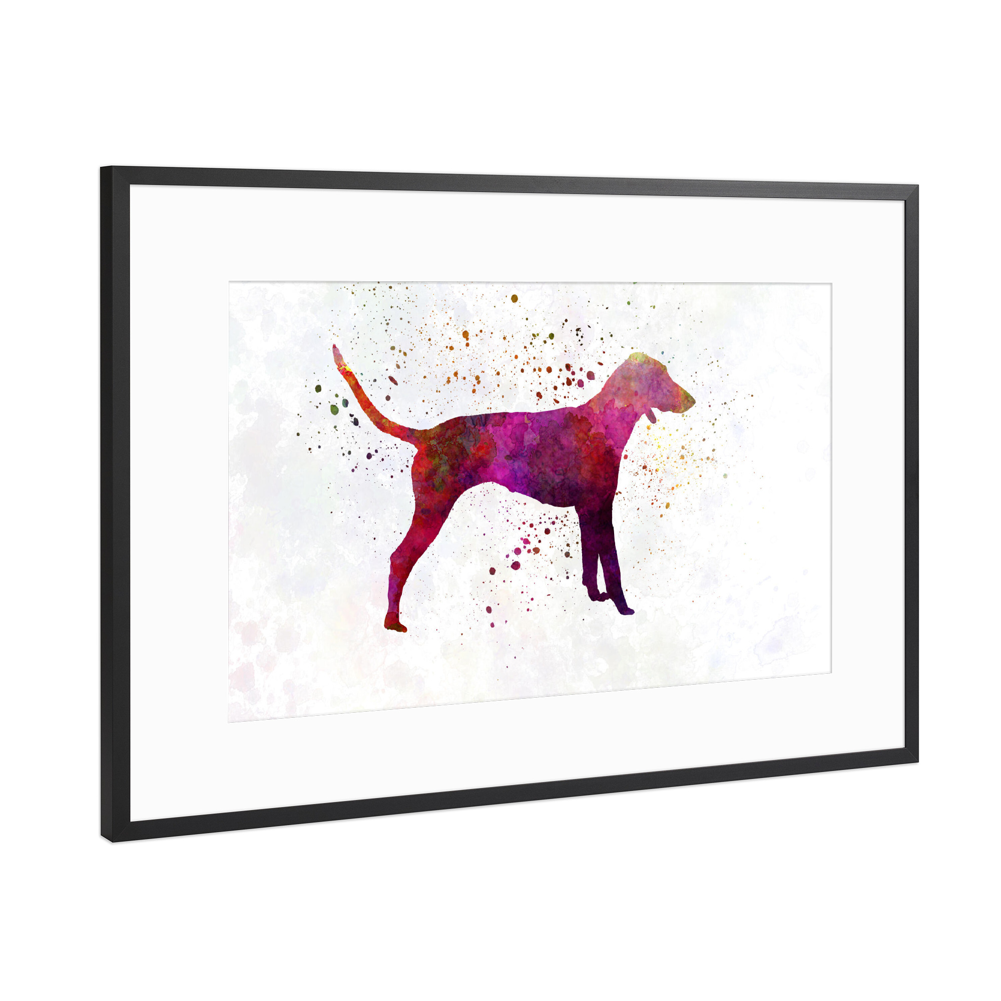 Poster mit Rahmen Schwarz (Metallic) "Poitevin dog in watercolor" artboxONE - Tiere,Abstrakt
