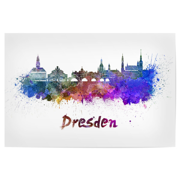 Poster "DRESDEN skyline in watercolor" artboxONE - Städte,Abstrakt,Architektur