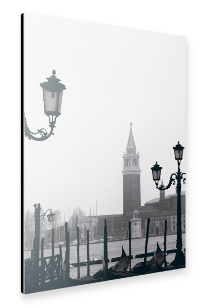 Alu-Dibond "Venedig San Giorgio schwarzweiß" 30x20 cm artboxONE