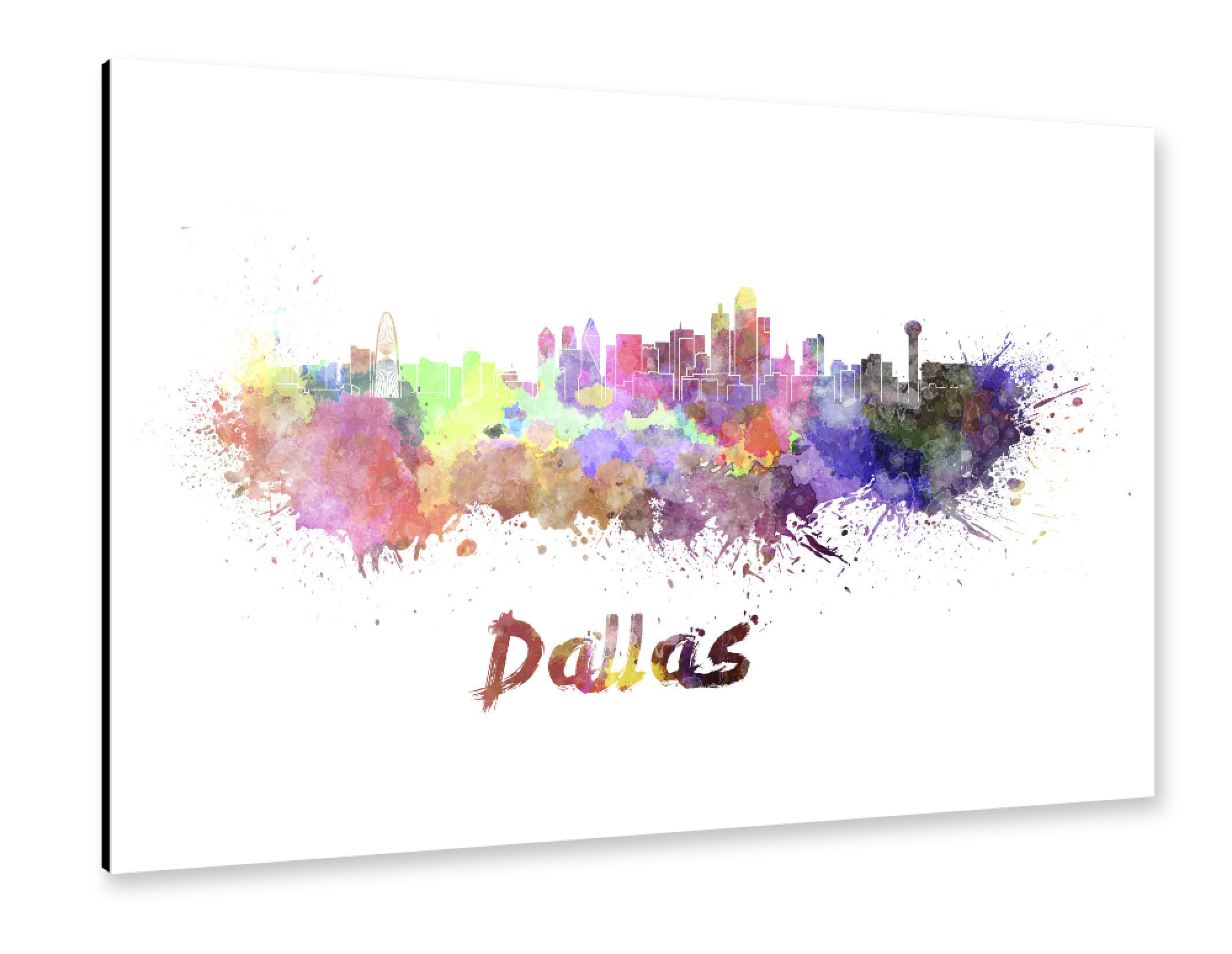 Alu-Dibond "DALLAS skyline in watercolor-b" 30x20 cm artboxONE