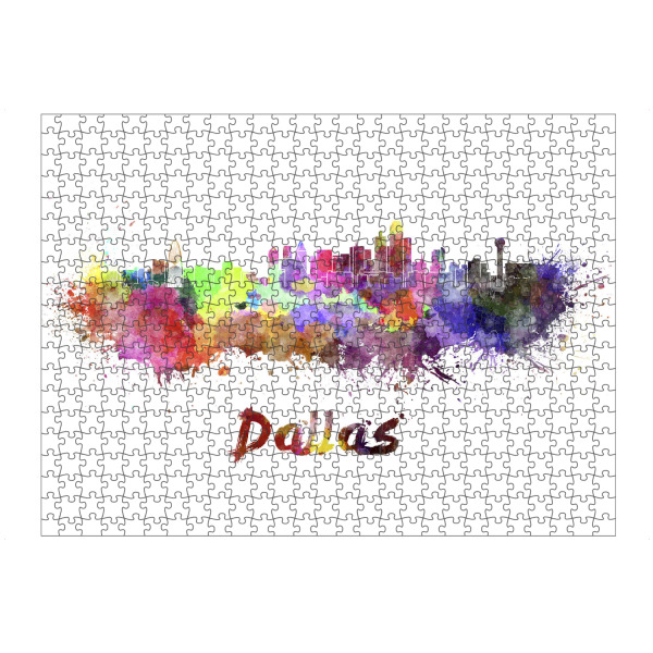 Puzzle Ravensburger "DALLAS skyline in watercolor-b" artboxONE - Städte,Abstrakt,Architektur
