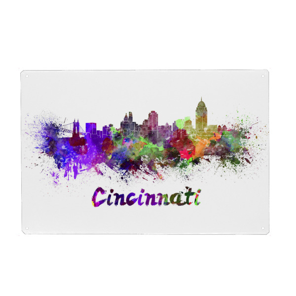 Holzbild "CINCINNATI skyline in watercolor-b" artboxONE - Städte,Reise,Abstrakt,Architektur