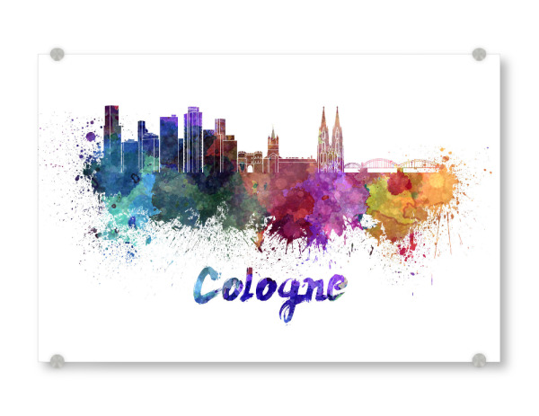 Acrylglasbild "COLOGNE skyline in watercolor-b" artboxONE - Städte,Reise,Abstrakt,Architektur