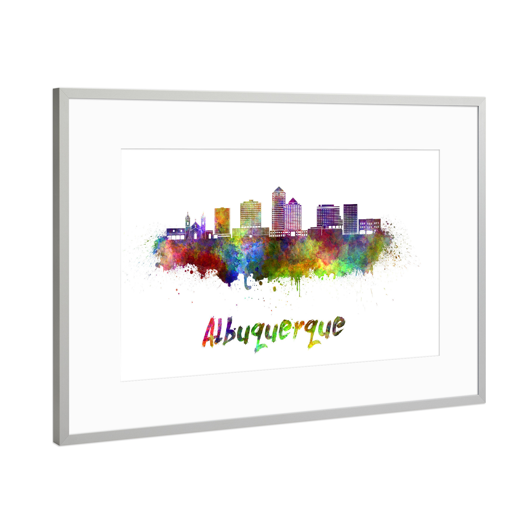 Poster mit Rahmen Silber "ALBUQUERQUE skyline-c" artboxONE - Städte,Abstrakt,Architektur