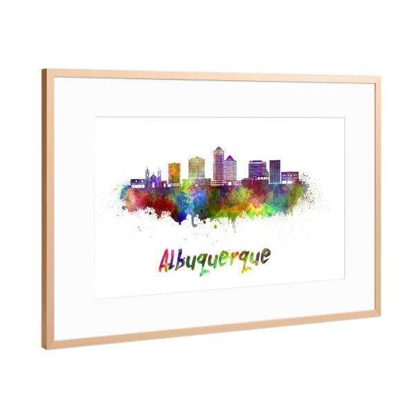 Poster mit Rahmen Kupfer "ALBUQUERQUE skyline-c" artboxONE - Städte,Abstrakt,Architektur