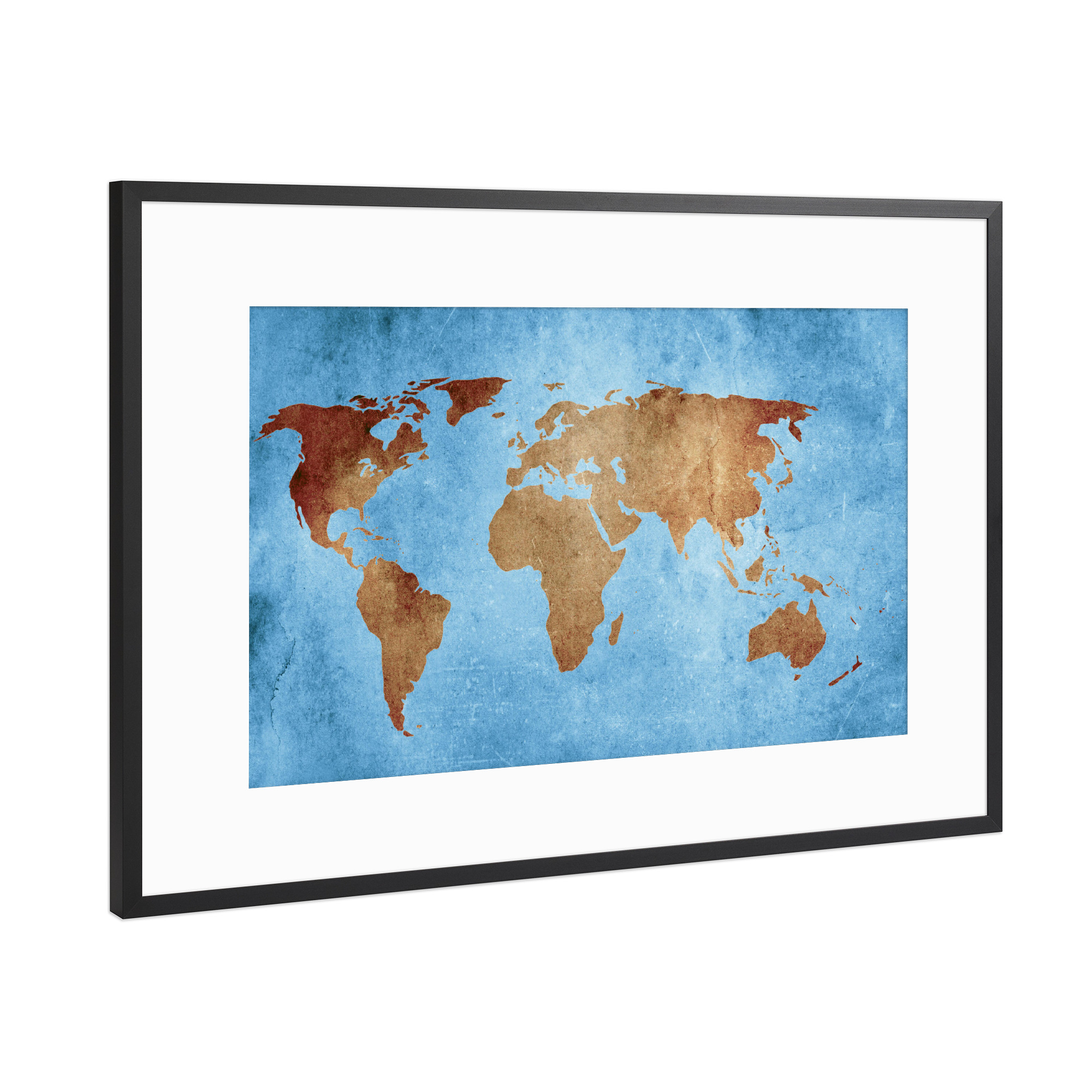 Poster mit Rahmen Schwarz (Metallic) "Weltkarte vintage" artboxONE - Reise,Reise / Strand und Meer,Reise / Länder,Kartografie