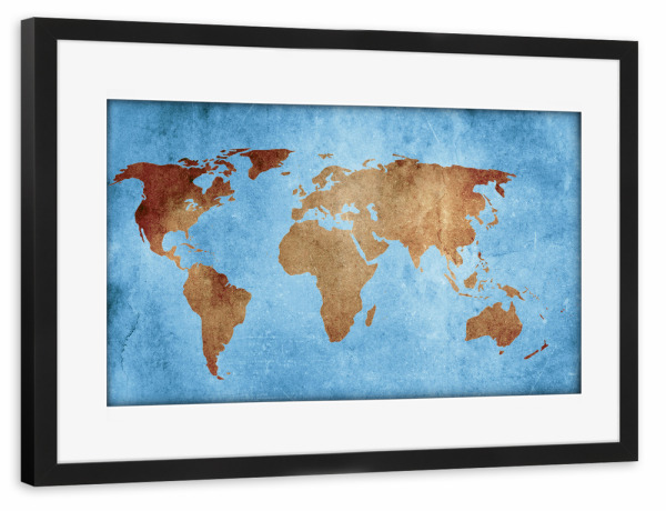 Poster mit Rahmen schwarz "Weltkarte vintage" artboxONE - Reise,Reise / Strand und Meer,Reise / Länder,Kartografie