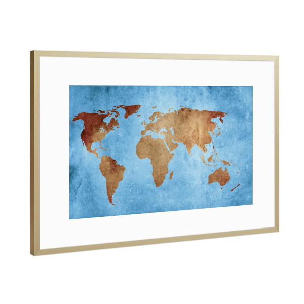 Poster mit Rahmen Gold "Weltkarte vintage" artboxONE - Reise,Reise / Strand und Meer,Reise / Länder,Kartografie
