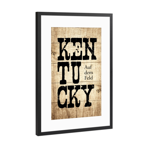 Poster mit Rahmen Schwarz (Metallic) "Kentucky Schild" artboxONE - Typografie,Reise,Reise / Länder