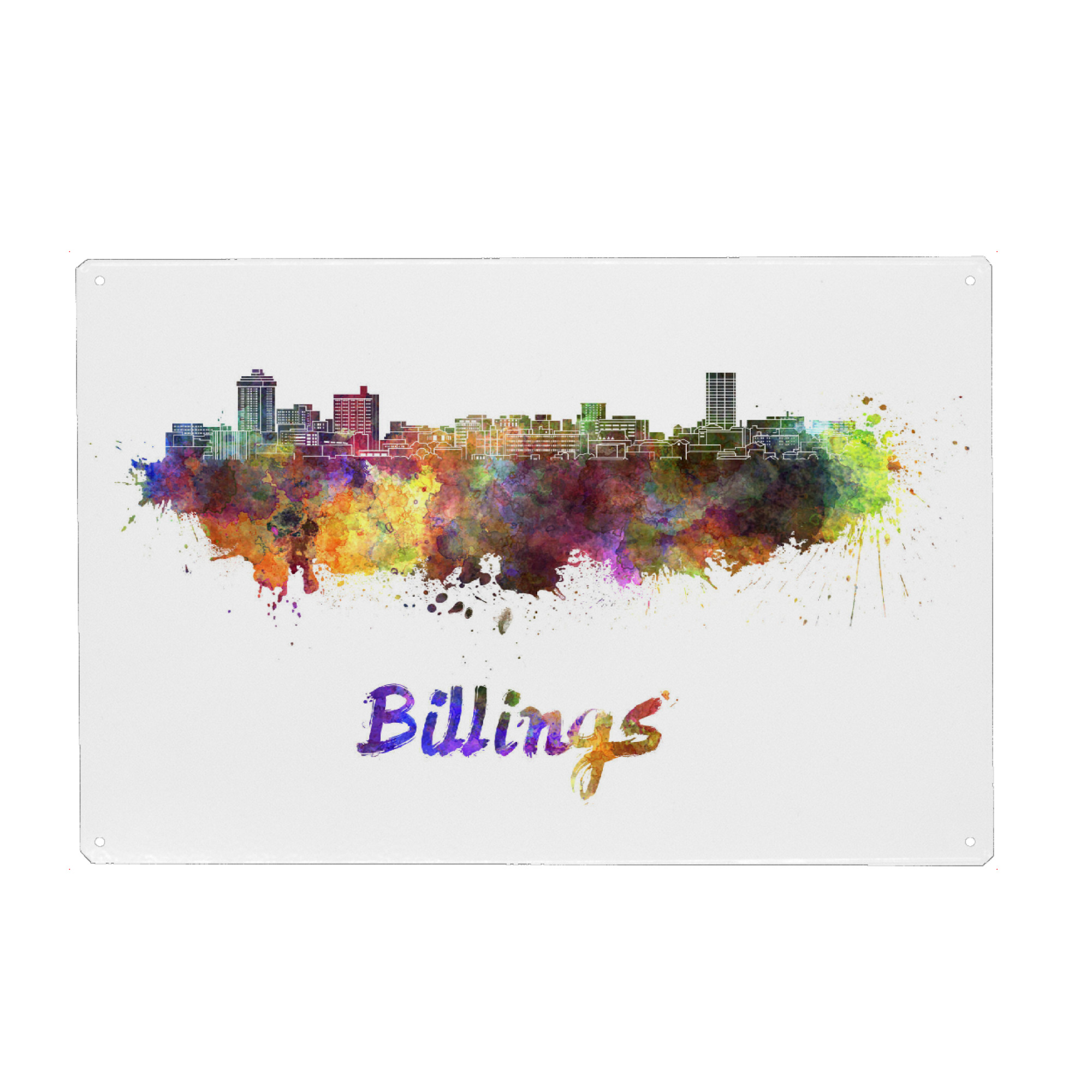 Metall Poster "BILLINGS skyline in watercolor-b" artboxONE - Städte,Reise,Abstrakt,Architektur