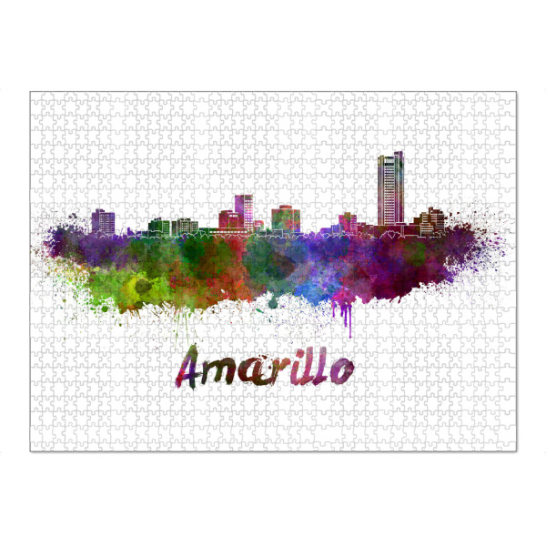Puzzle Ravensburger "Amarillo skyline in watercolor-b" artboxONE - Städte,Abstrakt,Architektur