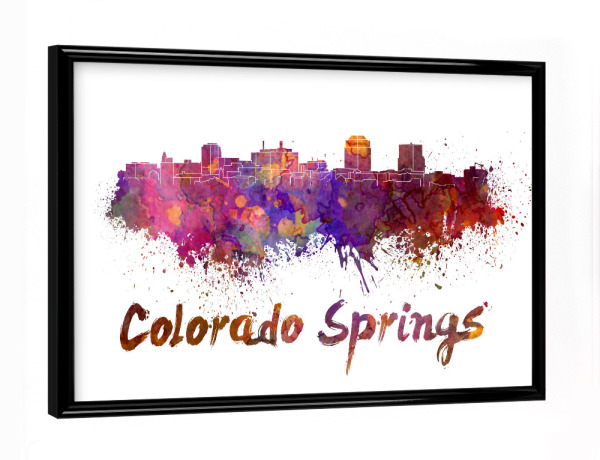 Poster mit schwarzem Rahmen "COLORADO SPRINGS skyline -b" artboxONE - Städte,Reise,Abstrakt,Architektur