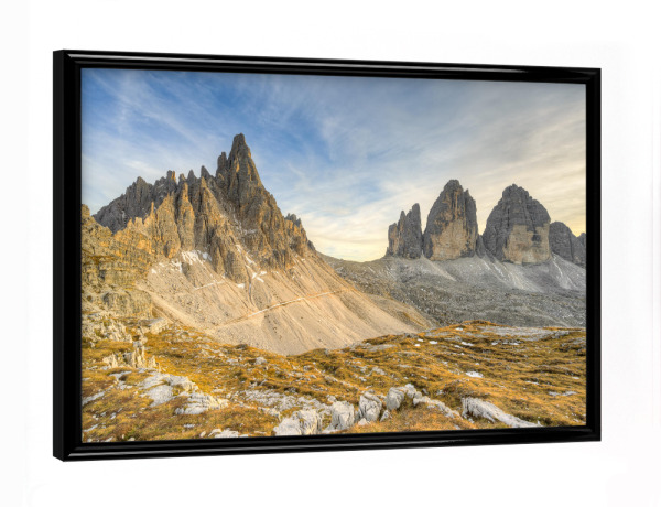 Poster mit schwarzem Rahmen "Paternkofel und die Drei Zinnen" artboxONE - Natur,Reise,Reise / Länder