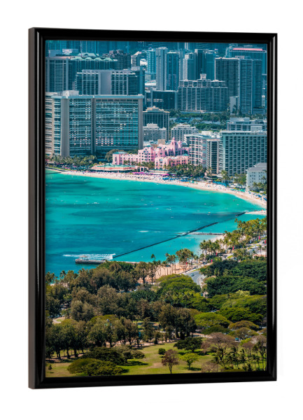 Poster mit schwarzem Rahmen "Honolulu, Oahu - Hawaii" artboxONE - Reise,Reise / Länder