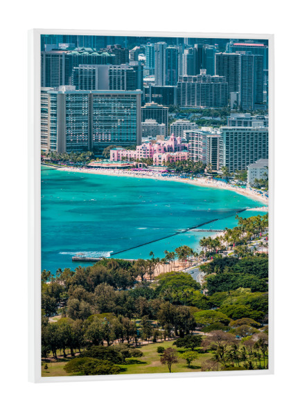 Poster mit weißem Rahmen "Honolulu, Oahu - Hawaii" artboxONE - Reise,Reise / Länder - Hawaii,Honolulu,Usa,Strand,Meer,Insel,Stadt,Oahu,Waikiki,Urlaub