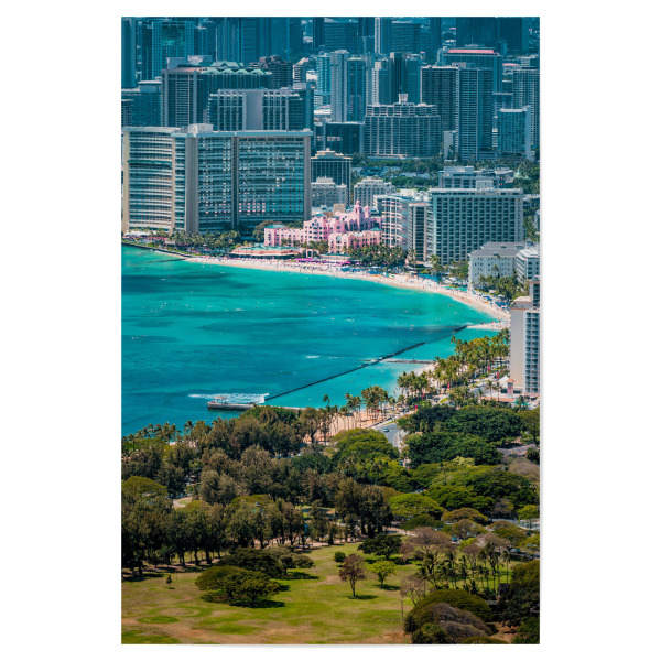 Poster "Honolulu, Oahu - Hawaii" artboxONE - Reise,Reise / Länder - Hawaii,Honolulu,Usa,Strand,Meer,Insel,Stadt,Oahu,Waikiki,Urlaub
