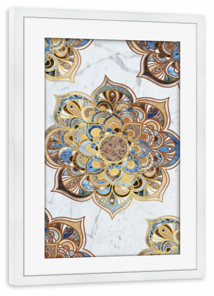 Poster mit Rahmen weiß "Mandala fancy marble" artboxONE - Natur,Abstrakt