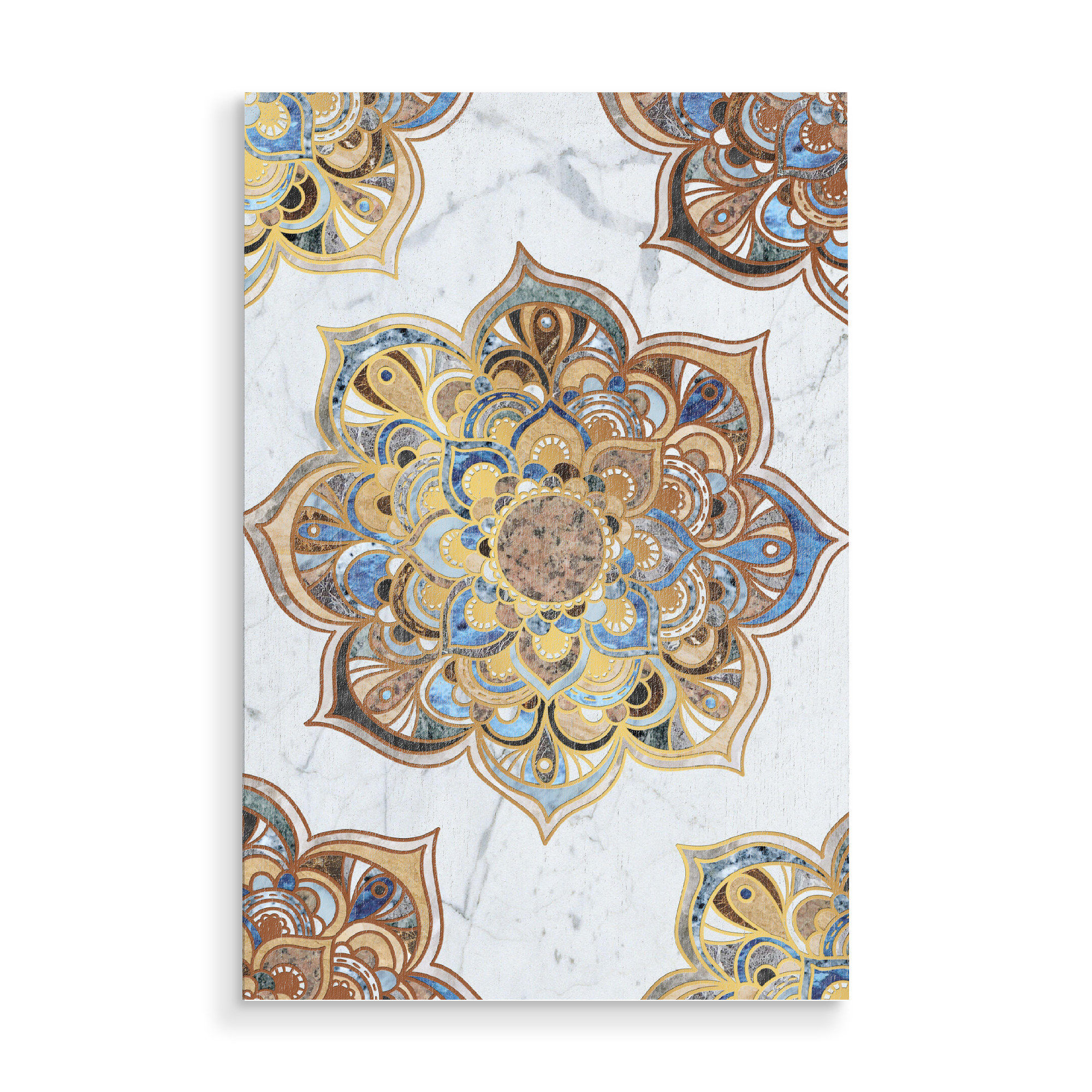 Holzbild "Mandala fancy marble" artboxONE - Natur,Abstrakt - Mandala,Vector,Yoga,Boho,Fancy,Arabic,Nature,Gold,Marble,Abstract,Abstrakt,Bunt,Colorful