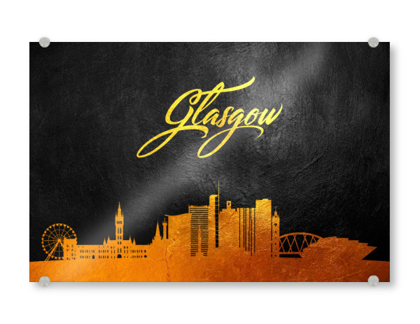 Acrylglasbild "Glasgow Scotland Gold Skyline" artboxONE - Städte - Glasgow,Scotland,Skyline,Gold,City,Stadt