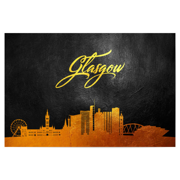 Poster 30x20 cm "Glasgow Scotland Gold Skyline" artboxONE - Städte - Glasgow,Scotland,Skyline,Gold,City,Stadt