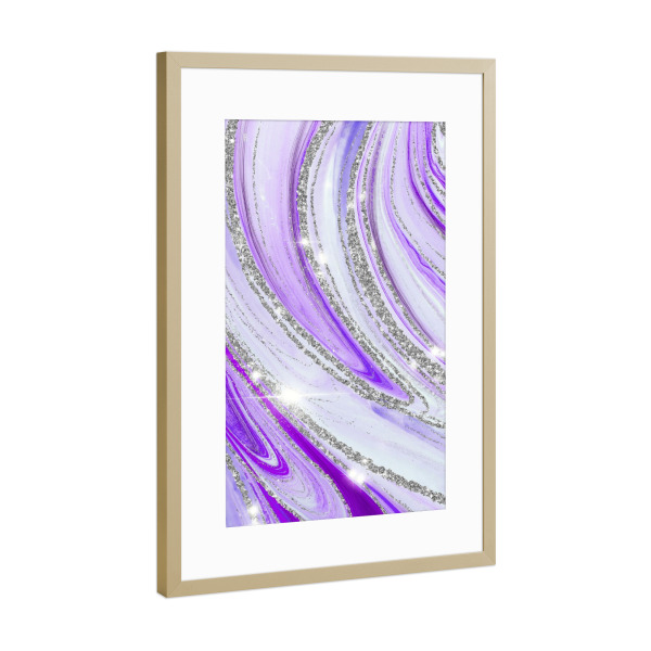 Poster mit Rahmen Gold "Violet Agate | Silver Shine" artboxONE - Abstrakt,Geometrie,Fashion,Festivals
