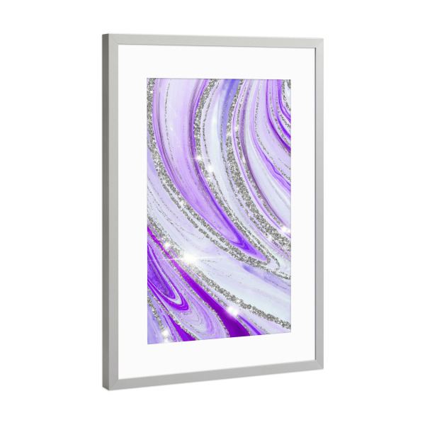 Poster mit Rahmen Silber "Violet Agate | Silver Shine" artboxONE - Abstrakt,Geometrie,Fashion,Festivals
