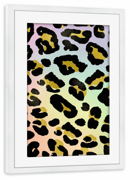 Poster mit Rahmen weiß "Leopard Rainbow Pattern" artboxONE - Abstrakt,Geometrie,Fashion,Festivals