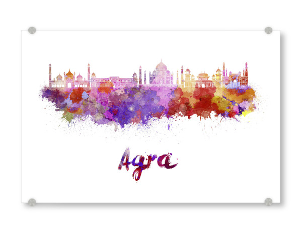Acrylglasbild "AGRA skyline in watercolor-b" artboxONE - Städte,Reise,Architektur