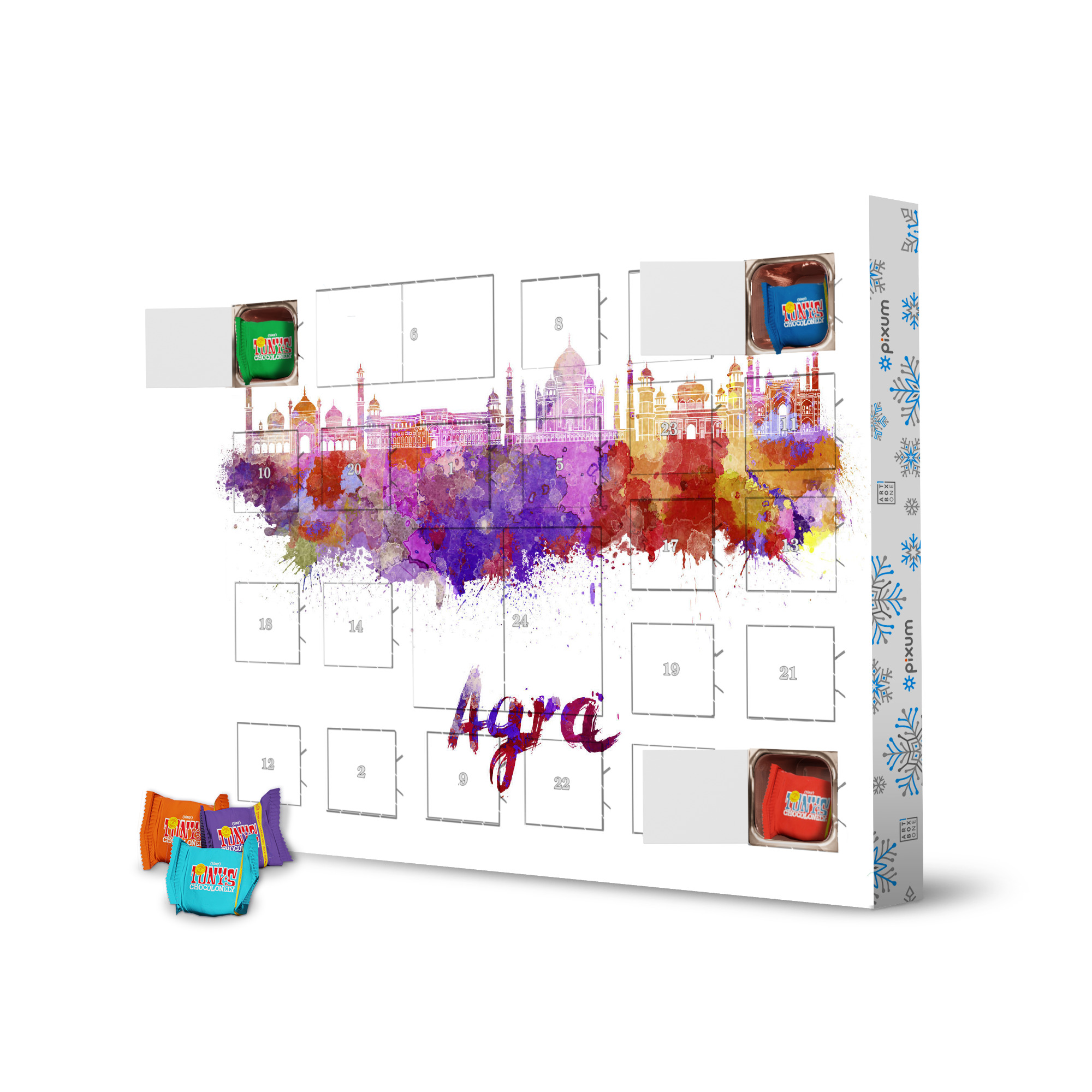 Adventskalender mit Tony's Chocolonely AGRA skyline in watercolor-b artboxONE Adventskalender Städte