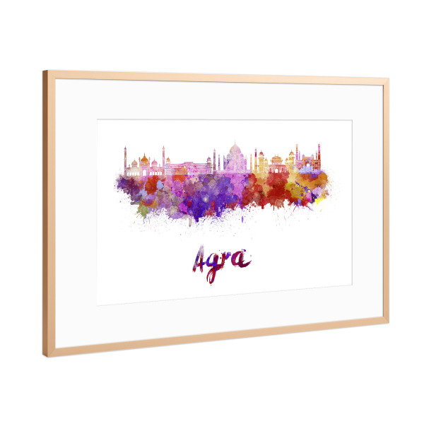 Poster mit Rahmen Kupfer "AGRA skyline in watercolor-b" artboxONE - Städte,Reise,Architektur