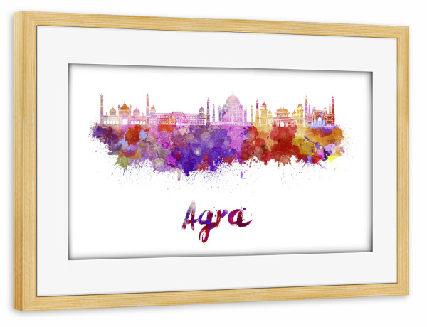 Poster mit Rahmen kiefer "AGRA skyline in watercolor-b" artboxONE - Städte,Reise,Architektur