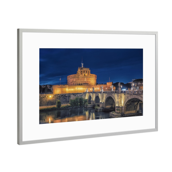Poster mit Rahmen Silber "Sant'Angelo By Night" artboxONE - Städte,Reise,Architektur,Reise / Länder,Städte / Rom