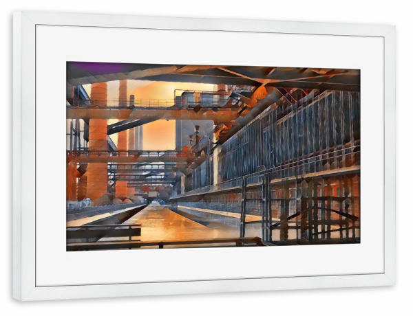 Poster mit Rahmen weiß "Industrie" artboxONE - Städte,Architektur,Streetart