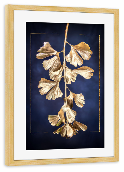 Poster mit Rahmen kiefer "Goldener Gingko" artboxONE - Floral