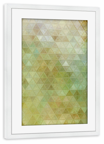 Poster mit Rahmen weiß "Mosaic green white" artboxONE - Abstrakt