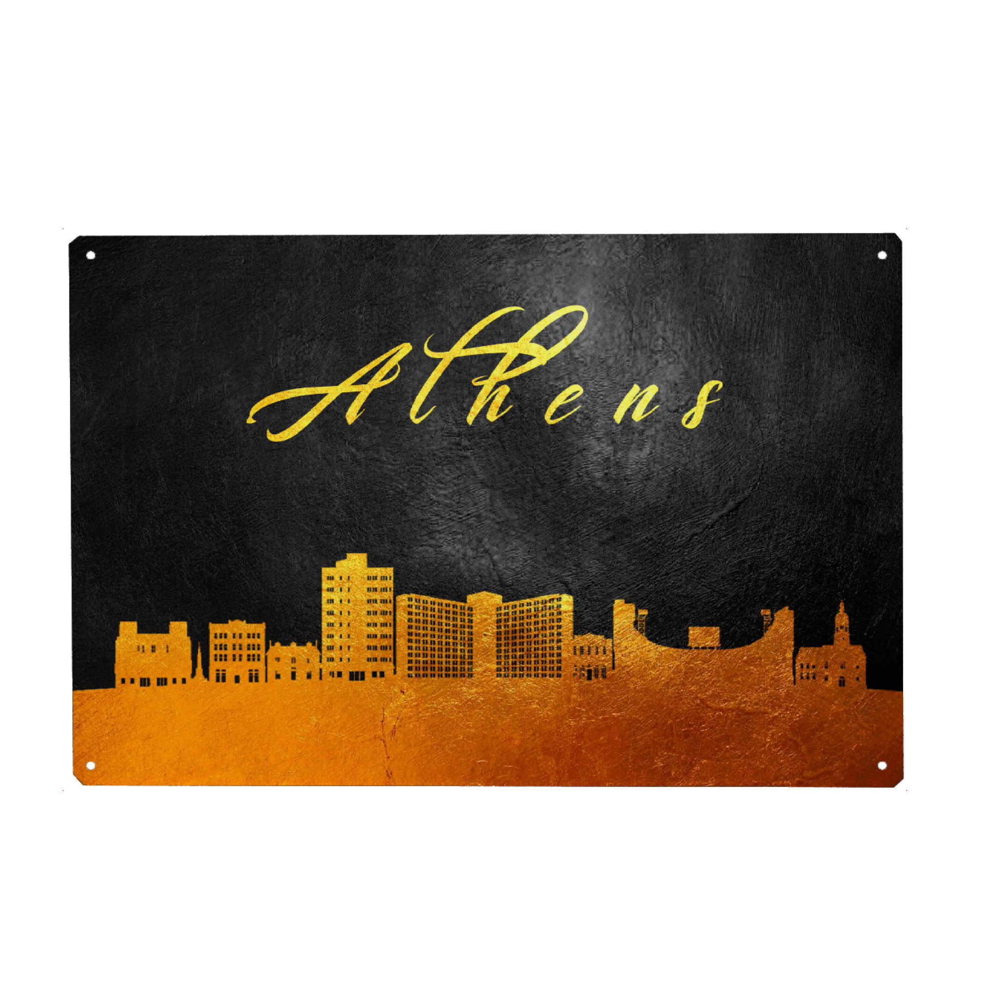 Metall Poster "Athens Georgia Gold Skyline" artboxONE - Städte - Athens,Georgia,Gold,Skyline,Griechenland,Stadt,City - Blechschild