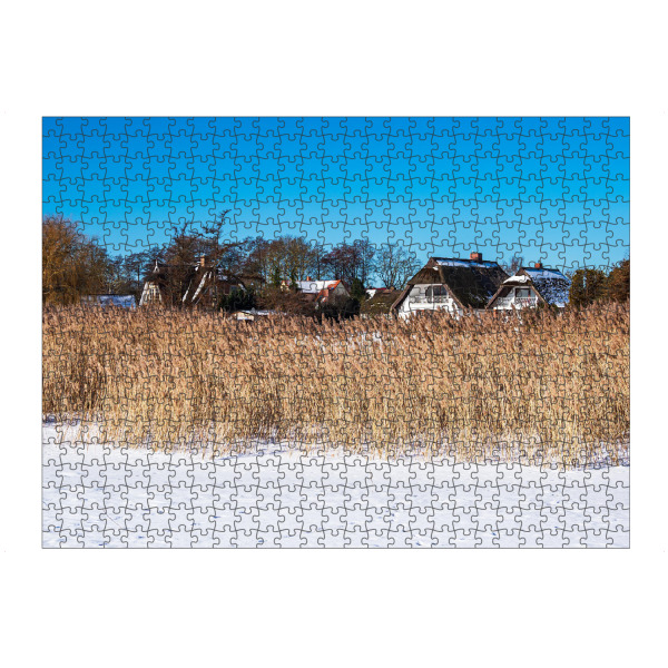 artboxONE Puzzle "Schnee, Schilf und Häuser" artboxONE - Natur,Reise,Architektur