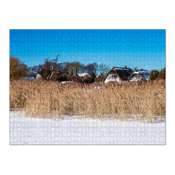 Puzzle Ravensburger "Schnee, Schilf und Häuser" artboxONE - Natur,Reise,Architektur