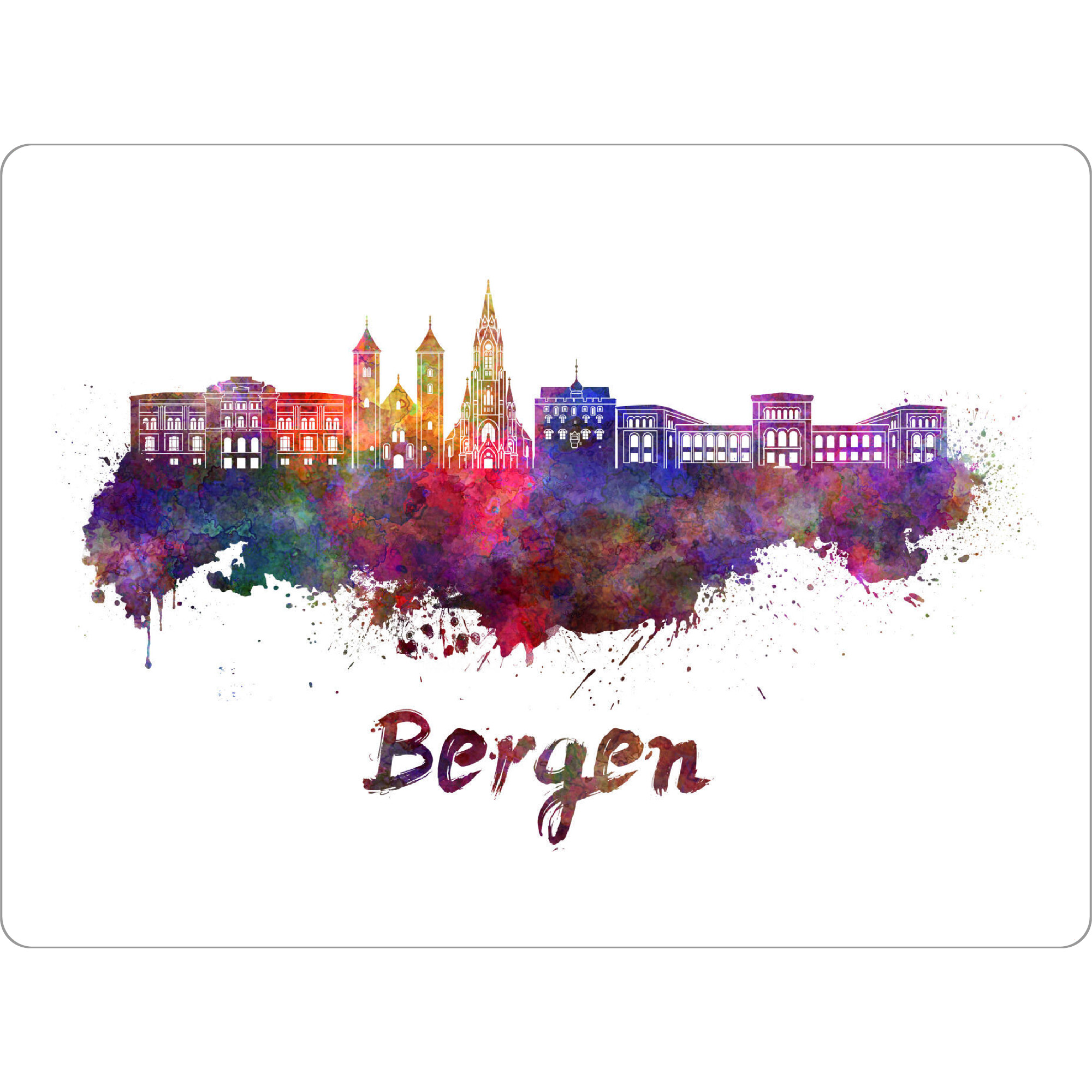 Tischset "BERGEN skyline in watercolor-b" artboxONE - Städte,Reise,Abstrakt,Architektur
