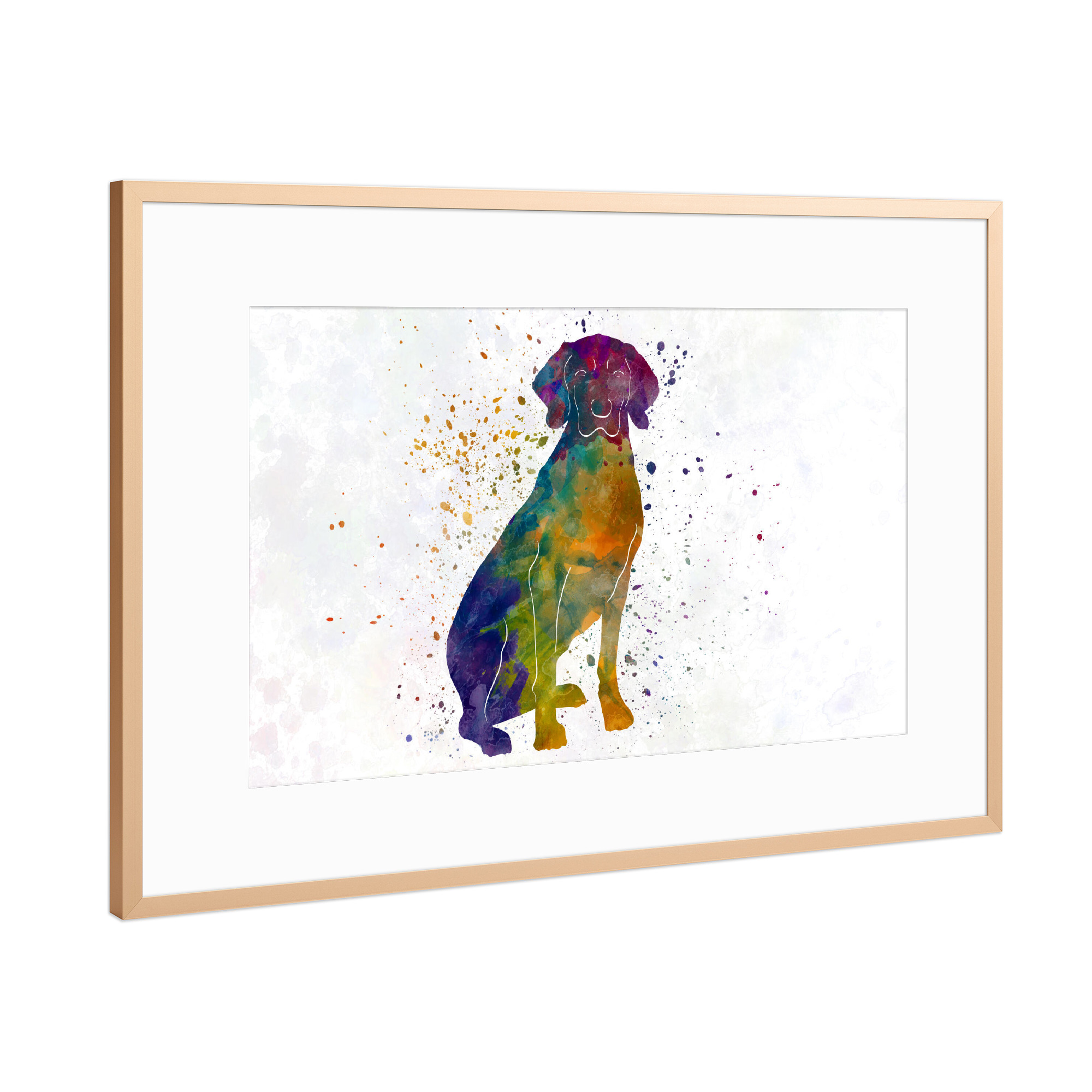 Poster mit Rahmen Kupfer "Polish Hound in watercolor" artboxONE - Tiere,Abstrakt
