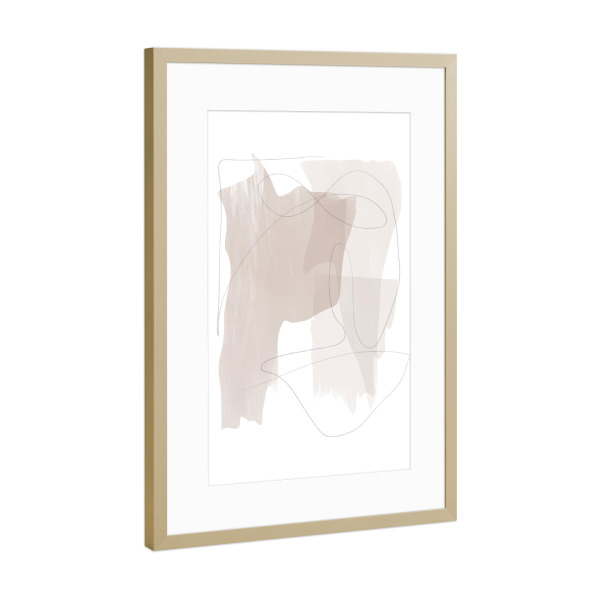 Poster mit Rahmen Gold "Abstract Beige" artboxONE - Abstrakt - Abstract,Modern decor,Minimalist,Abstrakt,Minimal,Minimalismus,Color,Lines,Linien