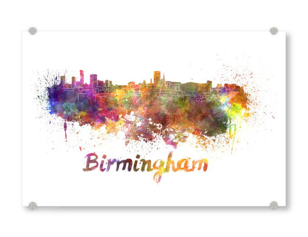 Acrylglasbild "BIRMINGHAM skyline in watercolor-b" artboxONE - Städte,Reise,Abstrakt,Architektur